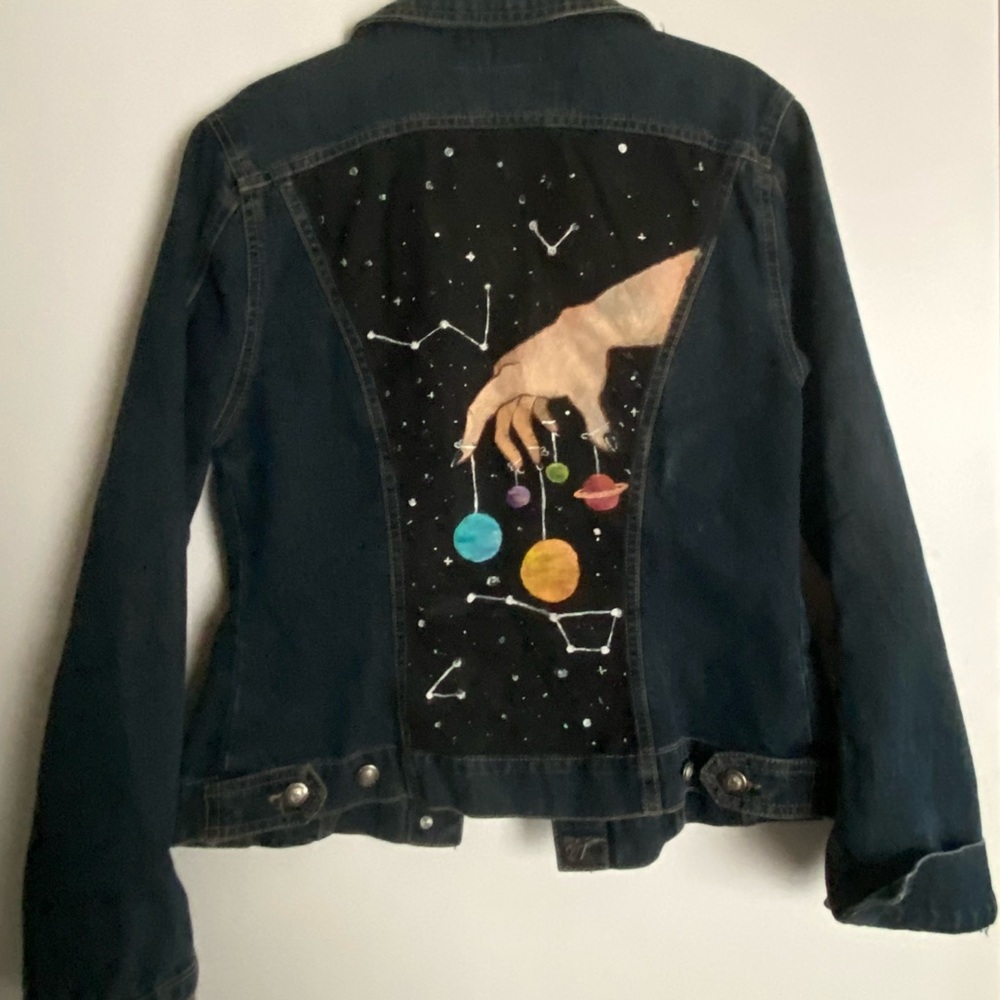 Cupid Dark Blue Denim Jacket with Painted Planet Mobile